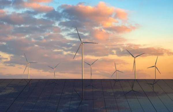 Wind Turbines Sunset — Stock Photo, Image