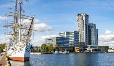Gdynia, Polonya-Eylül 2016: Marina ve waterfront, Gdynia, Polonya
