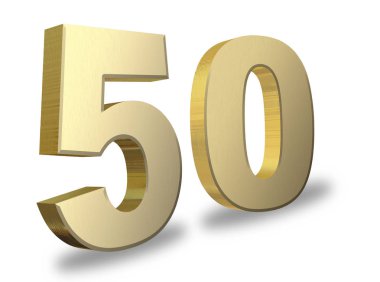 50 altın 3d render sembol