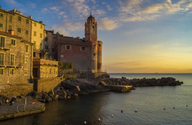 Doğal, huzurlu bir akşam Tellaro, Liguria, İtalya