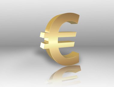 Altın Euro para birimi simgesi, 3d render