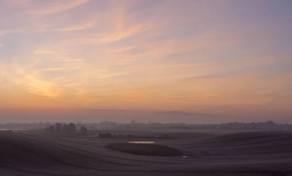 Matin Automne Sur Terrain Panorama — Photo