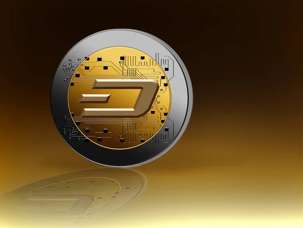 Single Dash Cryptocurrency Coin Brown Background — Stock Photo, Image