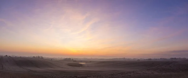 Осень Утром Поле Панорама — стоковое фото