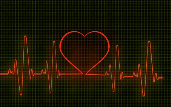 Számítógépes Grafika Szív Alakú Elektrokardiogram Ekg Nyom Ekg Intézkedések Elektromos — Stock Fotó