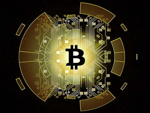Bitcoin altın para fütüristik ağ iş kavramı dünya haritası üzerinde devre çizgili