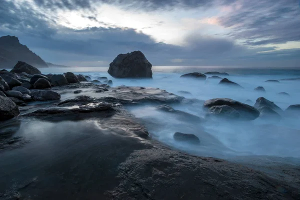 Pôr Sol Costa Rochosa Oceano Gran Canaria — Fotografia de Stock