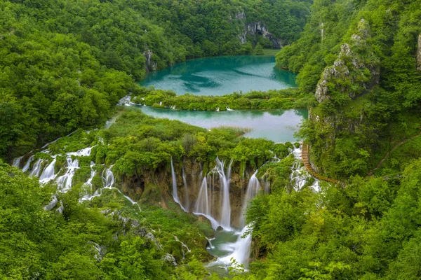 Cascades Dans Parc National Plitvice Croatie — Photo