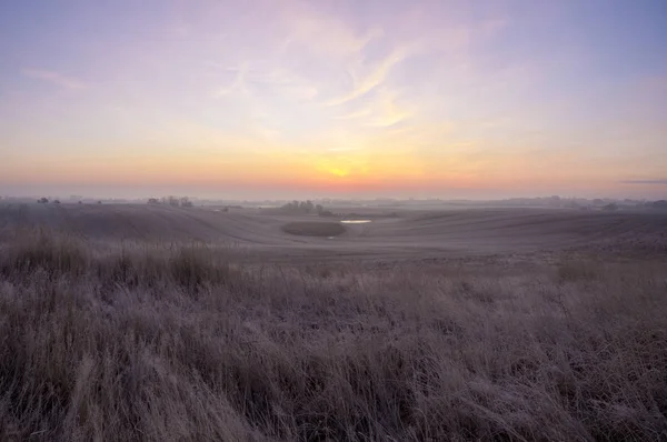 Matin Automne Sur Terrain Panorama — Photo