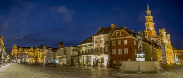 Panorama da noite de Poznan — Fotografia de Stock