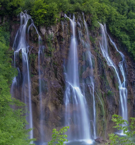 Vue Sur Les Cascades Les Célèbres Parc National Plitvice Croatie — Photo