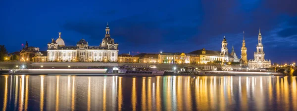 Panoráma Drezda Nagyfelbontású Éjszakai Fotózás — Stock Fotó