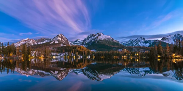 Panorama Inverno Lago Montanha Strbske Pleso Eslováquia — Fotografia de Stock