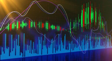 finansal borsa grafiği arka plan-3d illüstrasyon