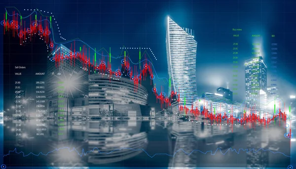 Pénzügyi tőzsdei grafikon háttér-3D illusztráció — Stock Fotó