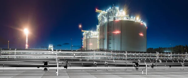 Pijpleidingen in de LNG-terminal-3D-afbeelding — Stockfoto