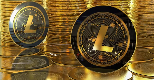 Monete d'oro litecoin — Foto Stock