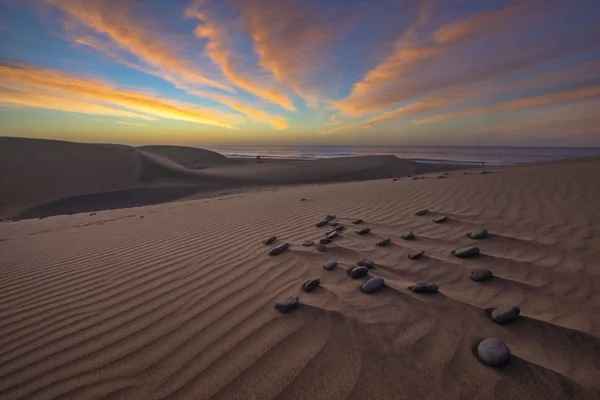 Famous natural park Maspalomas dunes in Gran Canaria at sunrise, Canary island, Spain