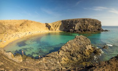 Lanzarote üzerinde Papagayo güzel plaj, Kanarya adaları