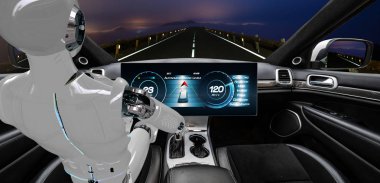 İnsansı robot sürüş araba, yapay zeka vizyonu