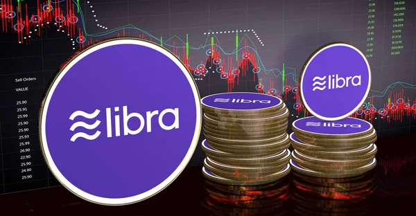 Libra : 주식 시장 차의 배경에 대한 새로운 통화 — 스톡 사진