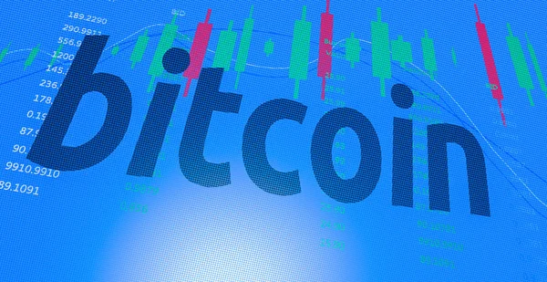 Banner Renderizzato Con Iscrizione Bitcoin — Foto Stock