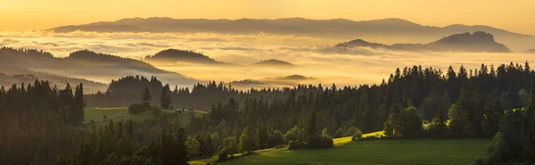 美丽的山景。山脉和绿色的山丘正在崛起 — 图库照片