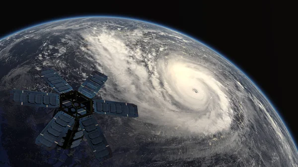 Ciclón tropical observado por el satélite meteorológico - 3D i — Foto de Stock