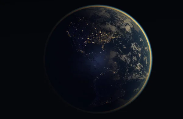 Realistisches Bild der Erde während der Nacht, von der Raumstation aus gesehen — Stockfoto
