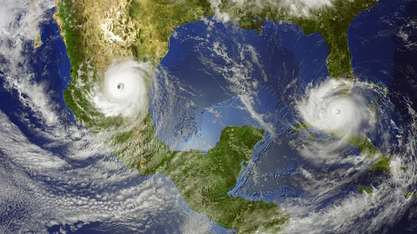 Ouragans tropicaux approchant de l'Amérique .Eléments de cette image — Photo