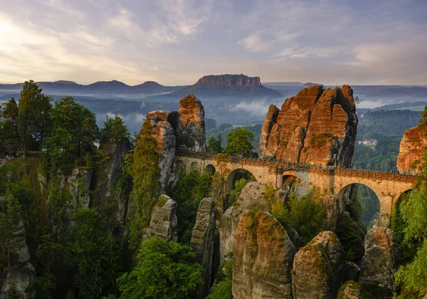 stock image The Bastei bridge, Saxon Switzerland National Park, Germany