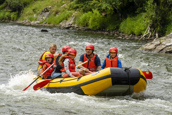 Dunajec gorge, Sromowce, Spisz, Poland-July 2019: rafting in pon