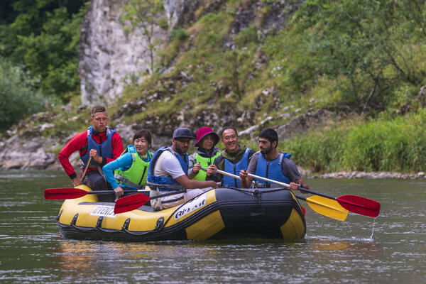 Dunajec gorge, Sromowce, Spisz, Poland-July 2019: rafting in pon