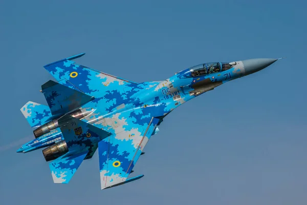 Radom, Polen-augusti 2018: Su 27 stridsflygplan ukrainska Air — Stockfoto