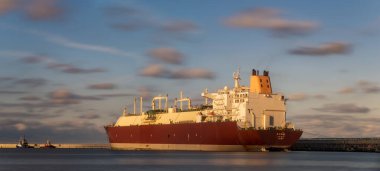 Swinoujscie, Poland-October 2019: AL RUWAIS, LNG Tanker, sailing clipart