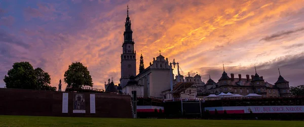 Jasna Gora Klooster Polen Tijdens Een Prachtige Zonsondergang — Stockfoto