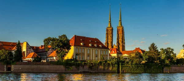 Wroclaw Poland Panorama Historic Historic Part Old Town Ostrow Tumski — Stock Photo, Image