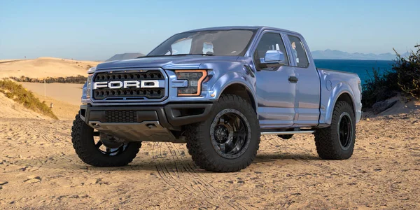 Ford 150 Raptor Most Extreme Production Truck Planet Standing Sand — Stock Photo, Image