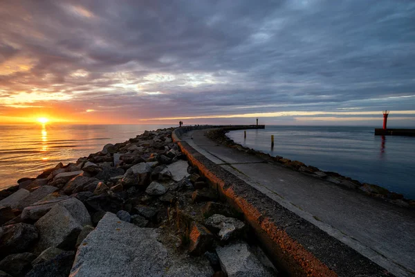 Breakwater Entrance Port Sunset — Stock Photo, Image