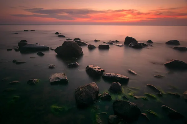 Rocas Mar Parque Nacional Wolin Luz Del Sol Poniente Polonia —  Fotos de Stock