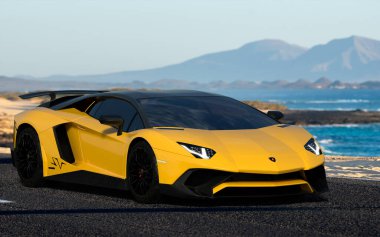 Lamborghini Bulvarı, kum tepeleri arasında yüksek hızlı bir yolda.