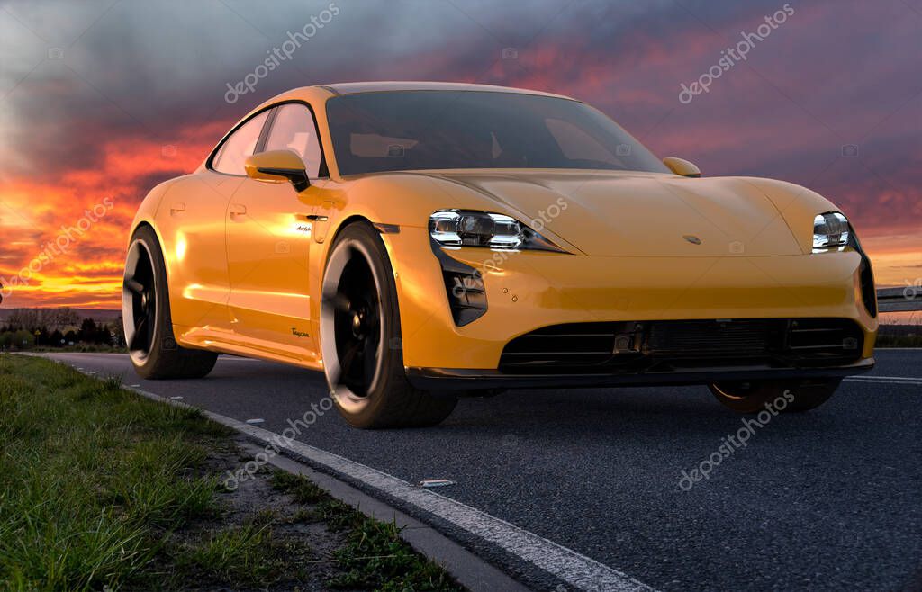 Porsche Taycan - an all-electric sports car for fast driving