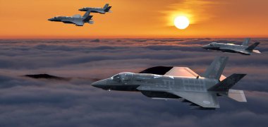 Lockheed Martin F-35 Şimşek II formasyon uçuşunda.