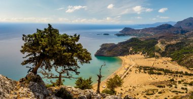 Tsambika Manastırı 'ndan Rodos sahili, Rodos, Yunanistan