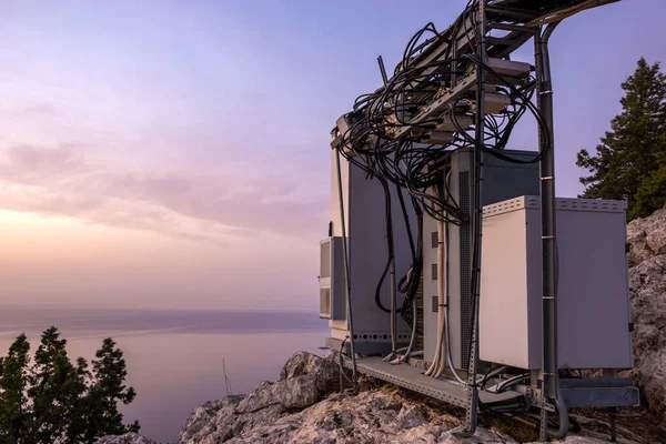 Станція Мобільного Язку Розташована Горі Над Егейським Морем — стокове фото