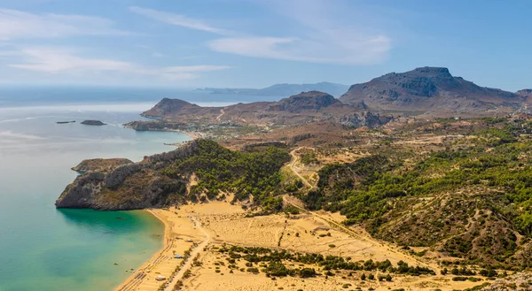 Άποψη Της Ακτής Της Ρόδου Από Μονή Τσαμπίκα Ρόδος Ελλάδα — Φωτογραφία Αρχείου