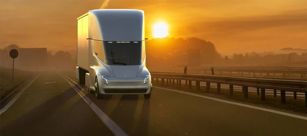 Novo Camião Eléctrico Tesla Auto Estrada — Fotografia de Stock