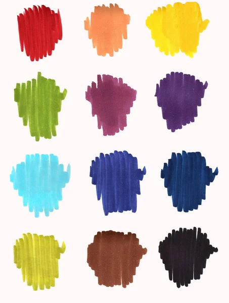Esboço marcadores paleta de cores. Sombra de cores. Marcadores multicoloridos. — Fotografia de Stock