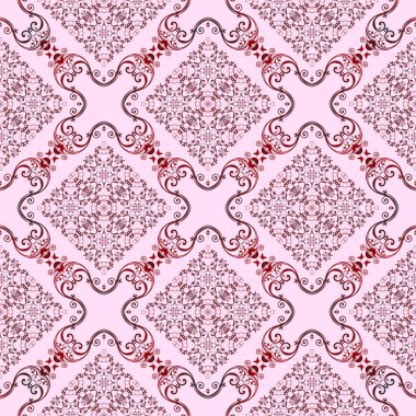 Arka planda kusursuz çiçekli ve geometrik süsler var. Duvar kağıdı deseni