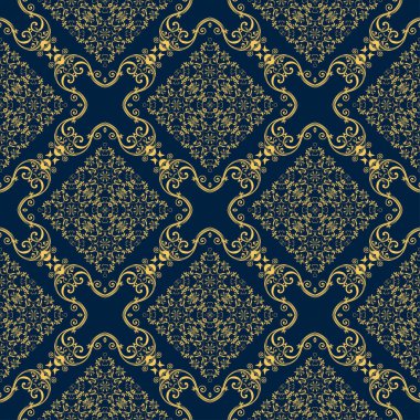 Arka planda kusursuz çiçekli ve geometrik süsler var. Duvar kağıdı deseni